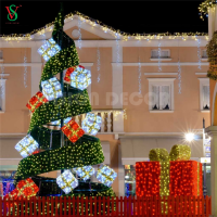 China customize new products large epistar outdoor giant christmas spiral gift box tree lights for hotel